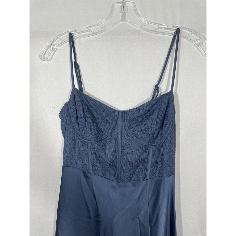 NEW $123 ASTR THE LABEL [ Small ] Aria Lace bustier Midi Dress Dusty Blue #T2144 - Picture 9 of 14
